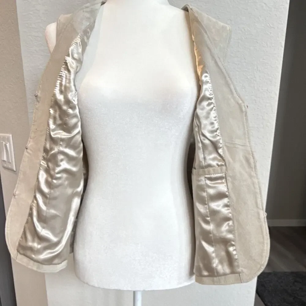Rare NWT VTG Pamela McCoy Suede Fringe Vest Boho Western Cowgirl Beige Medium